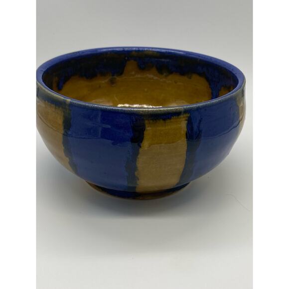 Studio Pottery Bowl gold and blue - Picture 1 of 6